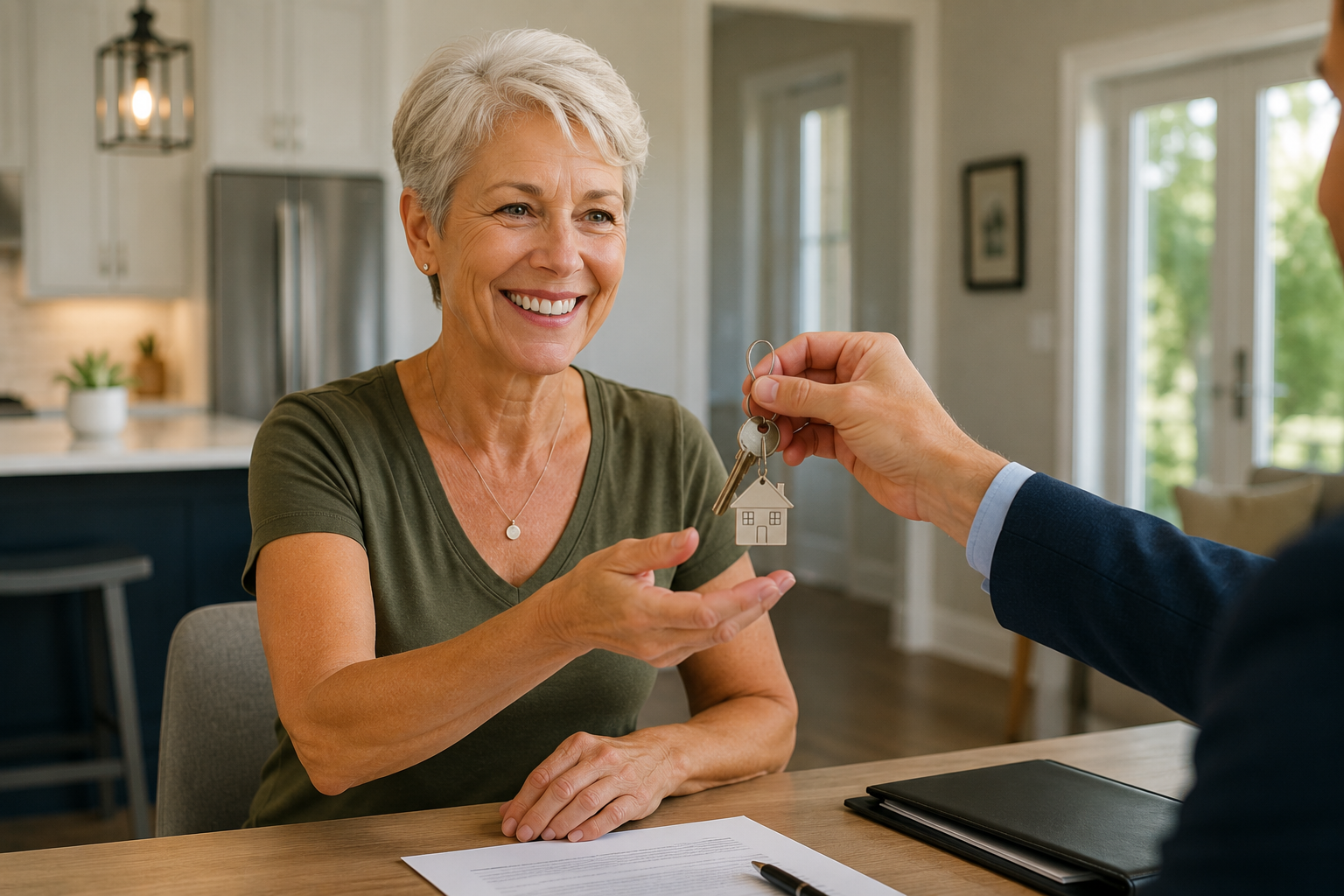 Woman veteran receiving keys<br />
